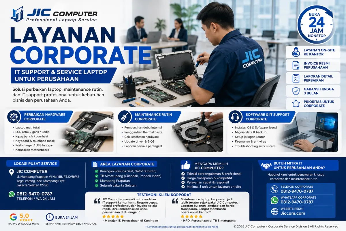 Layanan Corporate IT Support & Service Laptop Perusahaan Jakarta Selatan