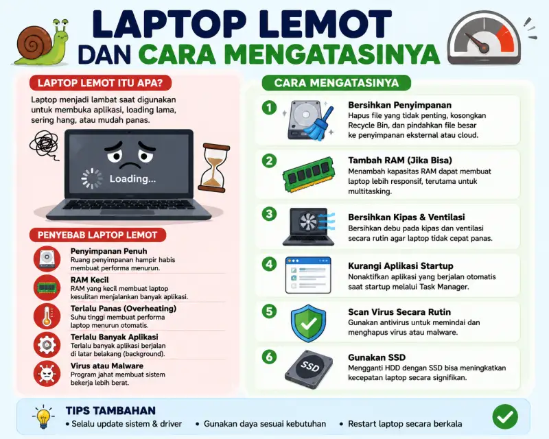 10 Penyebab Laptop Lemot dan Cara Mengatasinya (Terbukti Ampuh)