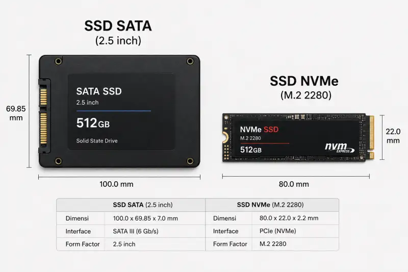 SSD NVMe vs SATA: Perbedaan Kecepatan, Harga, dan Kompatibilitas (Wajib Tahu Sebelum Upgrade)