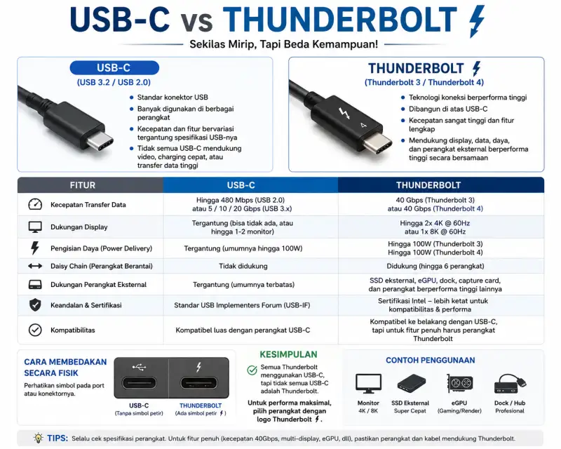 USB-C vs Thunderbolt: Apa Bedanya dan Kenapa Harus Perhatikan Logo Ini?
